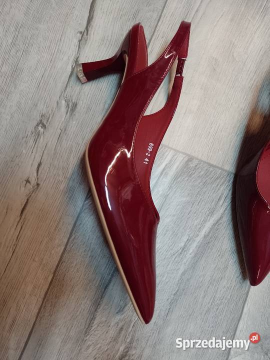 3940 Bordowe czerwone czółenka wieczorowe z Kraków