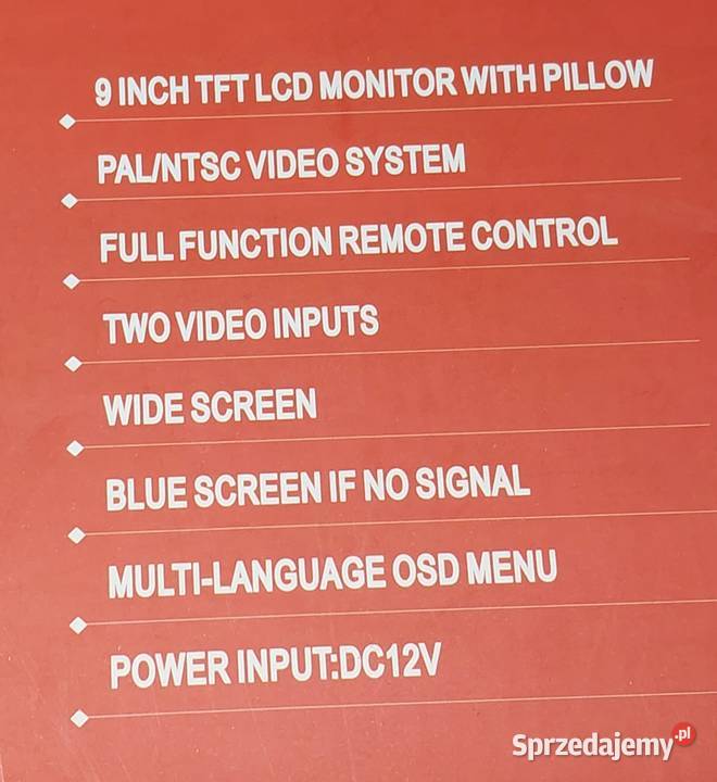 UNIWERSALNY ZAGŁÓWEK DVD TFT LCD MONITOR PILLOW Mielęcin