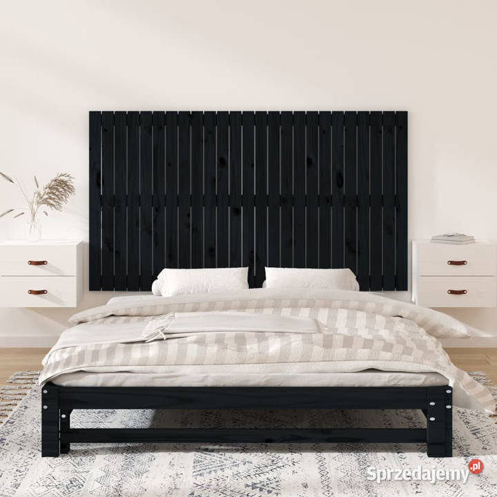 Wezgłowie łóżka czarne 1595x3x90 lite drewno Warszawa
