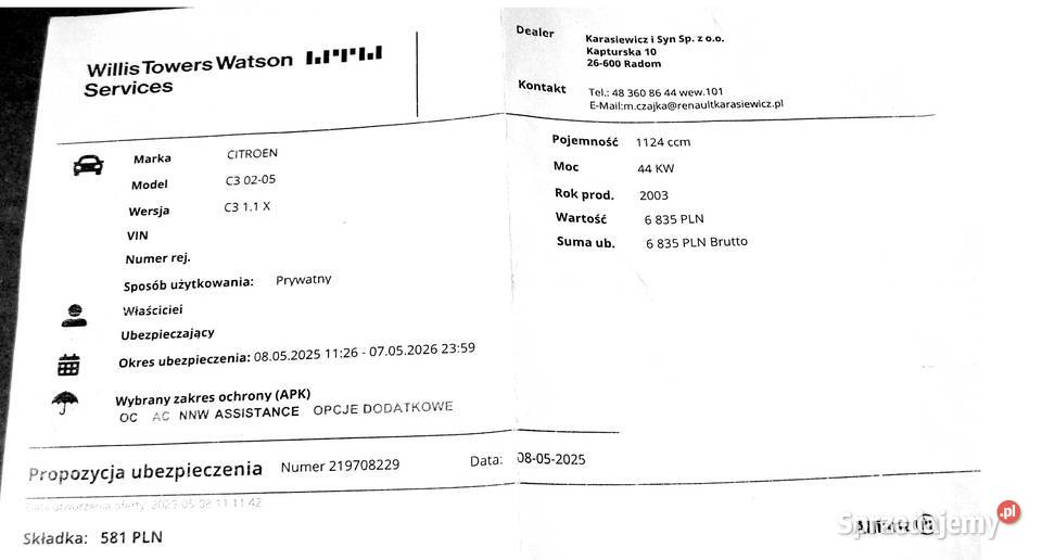 Citroen C3 87 1 Właściciel Bagażnik mazowieckie Radom