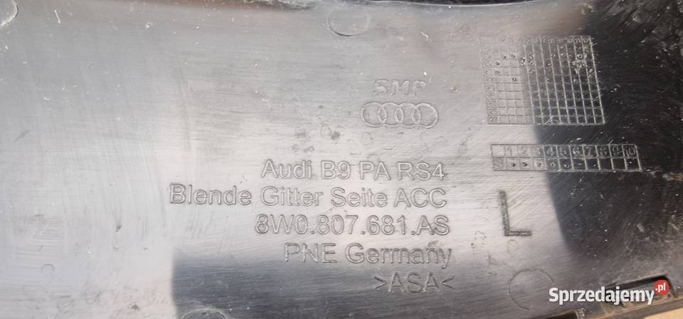 AUDI RS4 B9 LIFT KRATKA ZDERZAKA LEWA CZARNA Bieleń