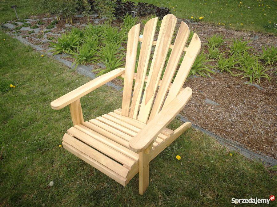 Fotel leżak Adirondeck masywny i wygodny drewno żółcie Gdańsk