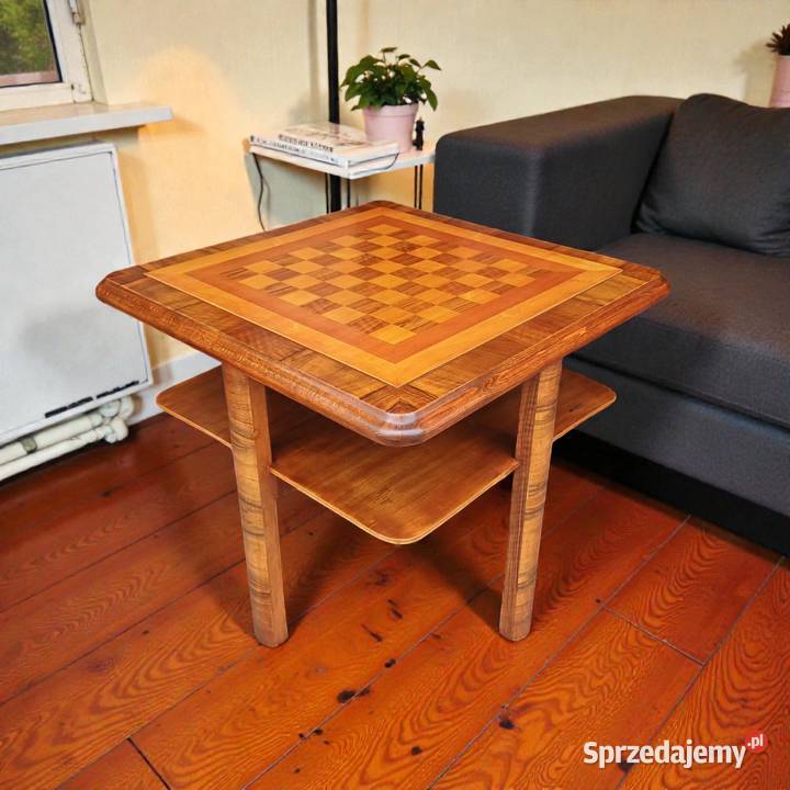 Stolik szachowy intarsjowany w stylu ArtDeco Suchorzew