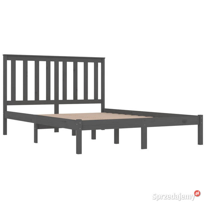 Rama łóżka szara lite drewno sosnowe 200 x 200 205cm