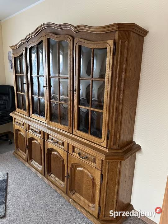 Biblioteka gabinetowa kredens witryna dębowa dąb 204cm Kredensy i witryny Sypniewo