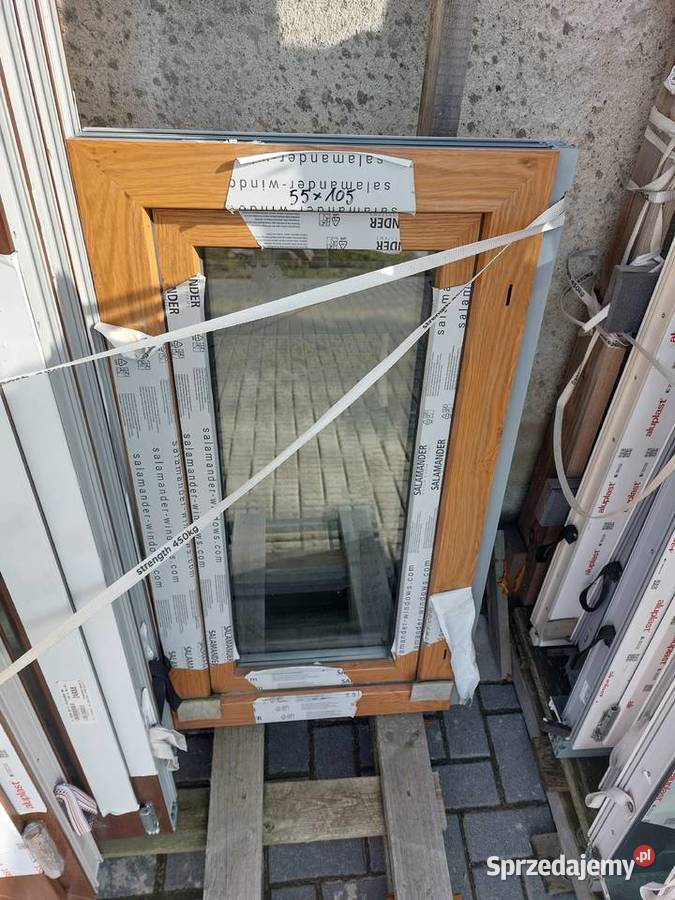 Nowe okno brąz złoty 55x105 3 szyby OUTLET Biała sprzedam