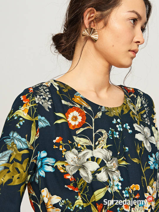 Sukienka Reserved 46 3XL midi w kwiaty kolorowe