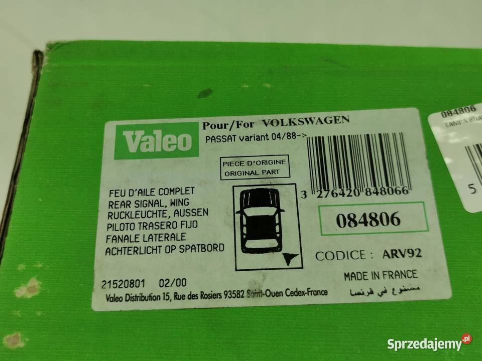 LAMPA PRAWA TYŁ VW PASSAT B3 1997 VALEO 084806