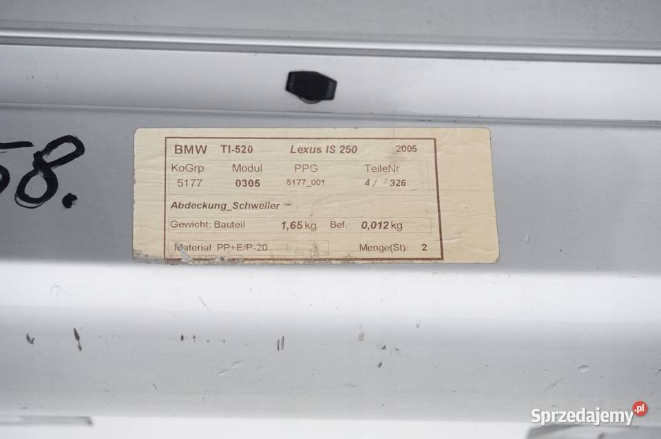 LISTWA PROGOWA PRAWA PRÓG LEXUS IS220 IS250 osobowe Nowy Tomyśl