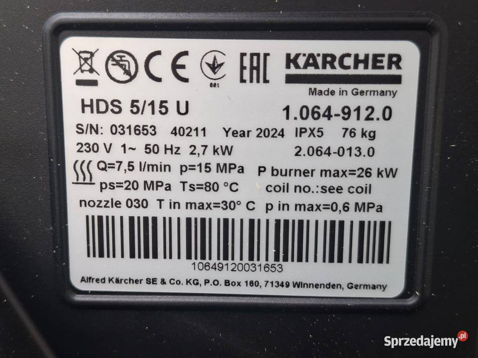 Myjka Karcher HDS 515U Nowanieużywana Gwarancja