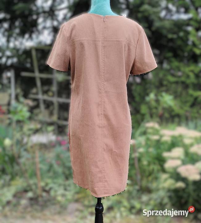 Brązowa sukienka Peacocks L 40 imitacja zamszu