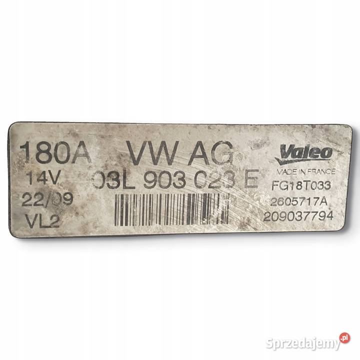 ALTERNATOR VW Passat B6 20 TDI 03L903023E 180A Chełm