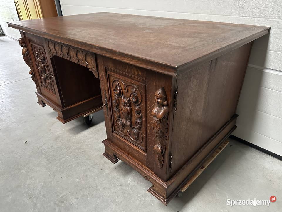 Piękny antyczny dębowy gabinet biblioteka Sławoszewek