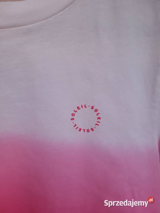 Biało różowy tshirst bluzka ombre bawełna Liszki