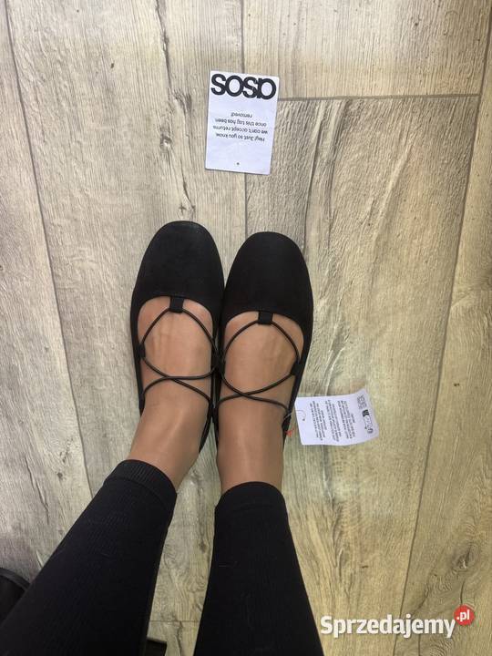 40 Asos design Czarne baleriny sznurowane z małopolskie Kraków