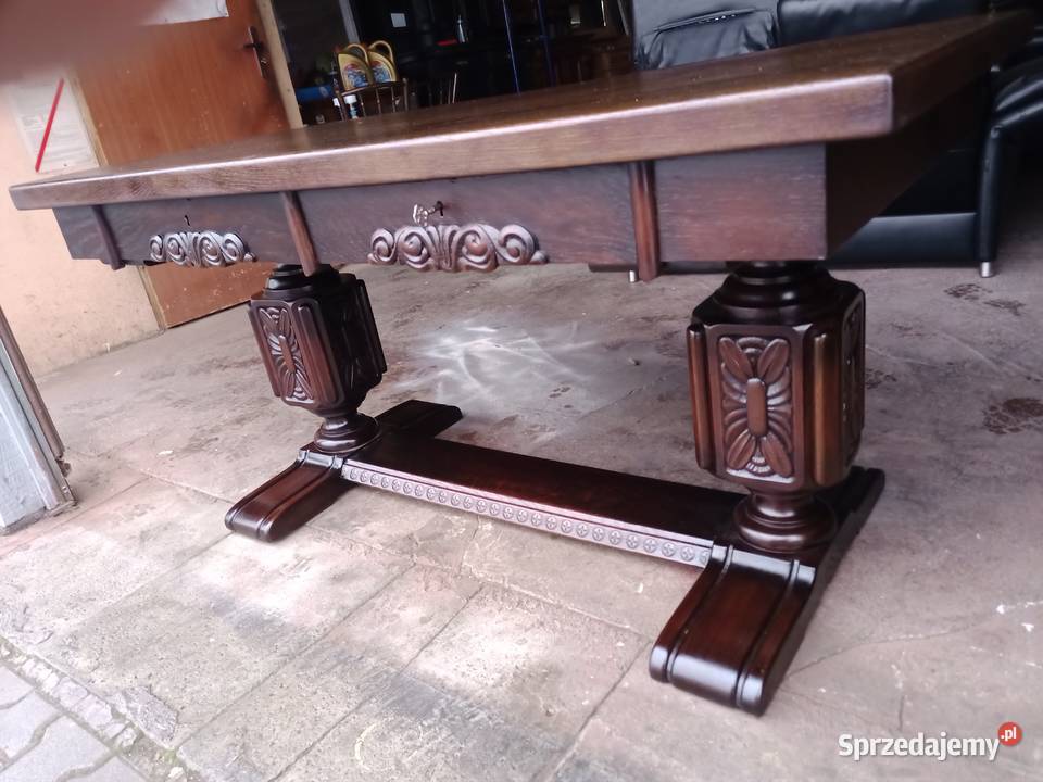 Duże biurko kompletne odnowione Dąb ciemny Kozy