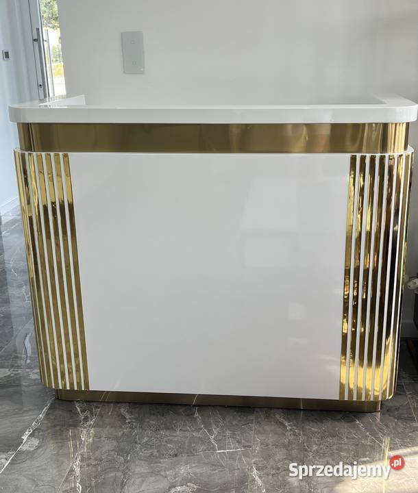 Biała złota lada sklepowa recepcja Premium Dom i Ogród małopolskie