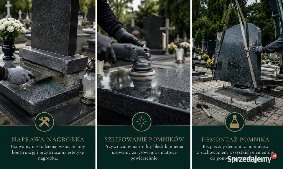 Naprawę uszkodzonych nagrobków Cmentarz Wrocław Remont i budowa