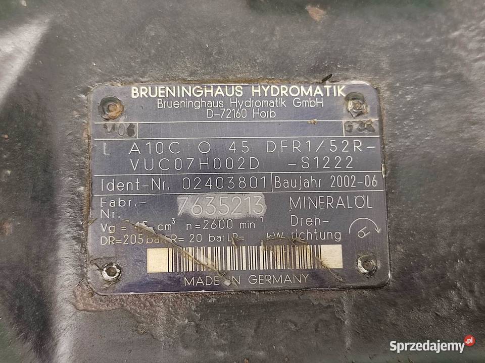 Pompa hydrauliczna Case CVX 150 2004r 02403801 Wilkowo