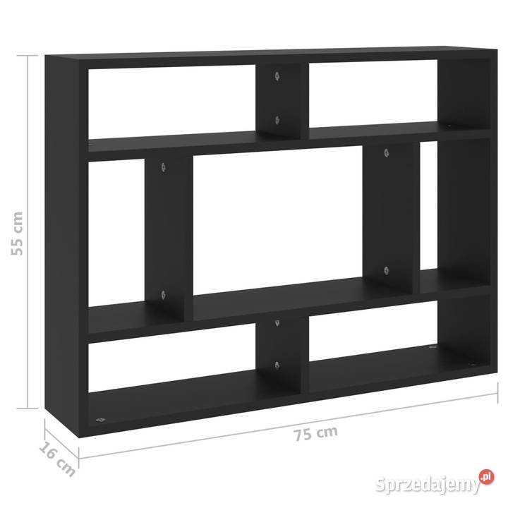 Półka ścienna czarna 75x16x55 materiał Półki Warszawa sprzedam