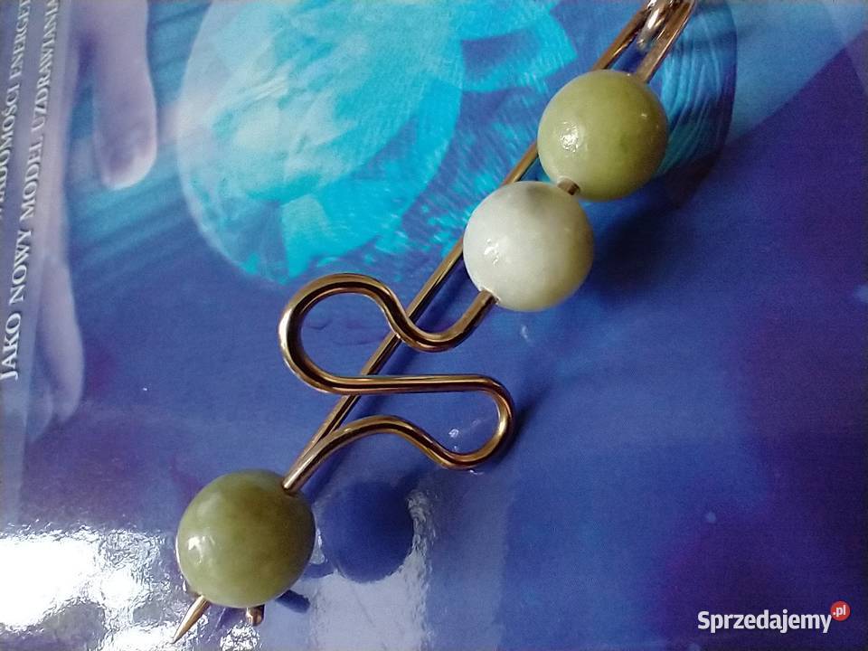 Efektowna broszka mosiądz złota naturalne