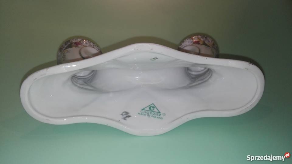 Chodzież Różyczki świecznik dwuramienny Ceramika i szkło pomorskie