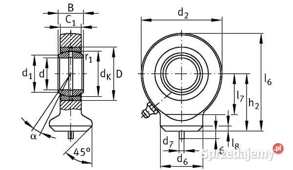 Ucho siłownika do przyspawania 35 7500SC35ES Kamionna