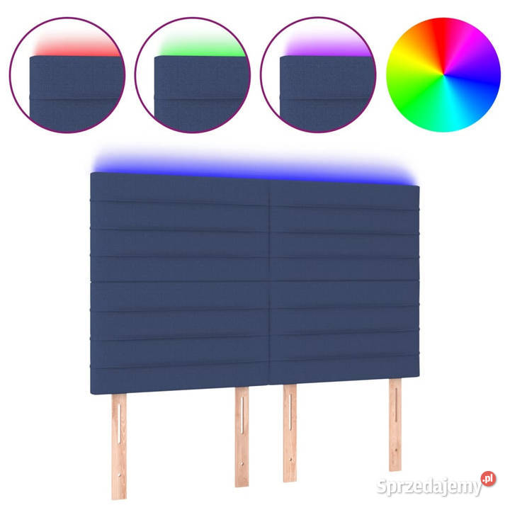 Zagłówek do łóżka z LED niebieski 144x5x118128 Łóżka i materace Warszawa