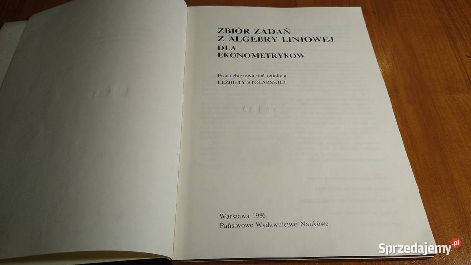 Zbiór zadań z algebry liniowej ekonometryków Gdańsk sprzedam