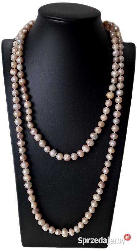 NATURALNE PERŁY ŁOSOSIOWE NASZYJNIK DŁUGI SZNUR Naszyjniki śląskie Częstochowa