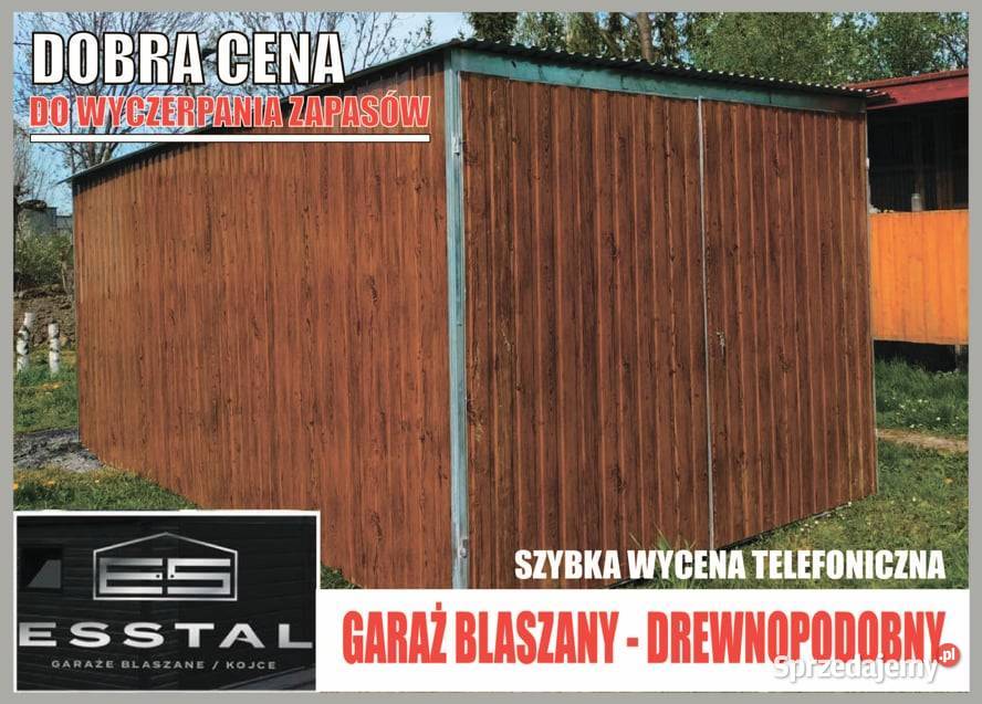 Garaż Blaszany - DREWNOPODOBNY- 3x5 - NISKA CENA - Blaszak - ESSTA