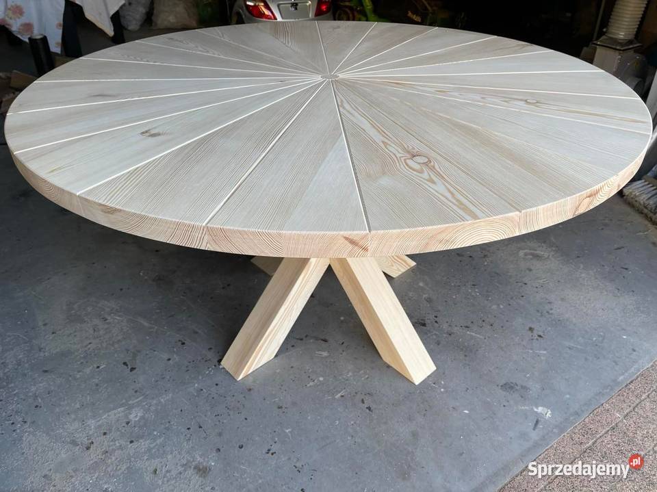 Stół ogrodowy okrągły drewniany 200 180 160 150 Dębica