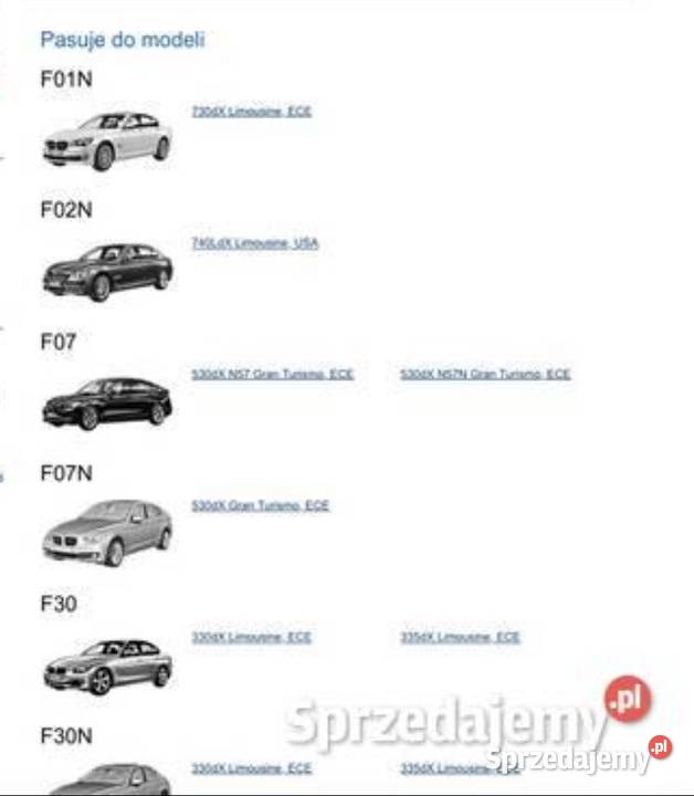 BMW F01 F02 F07 F30 F31 F32 F33 F34 F36 most osobowe Gdańsk sprzedam