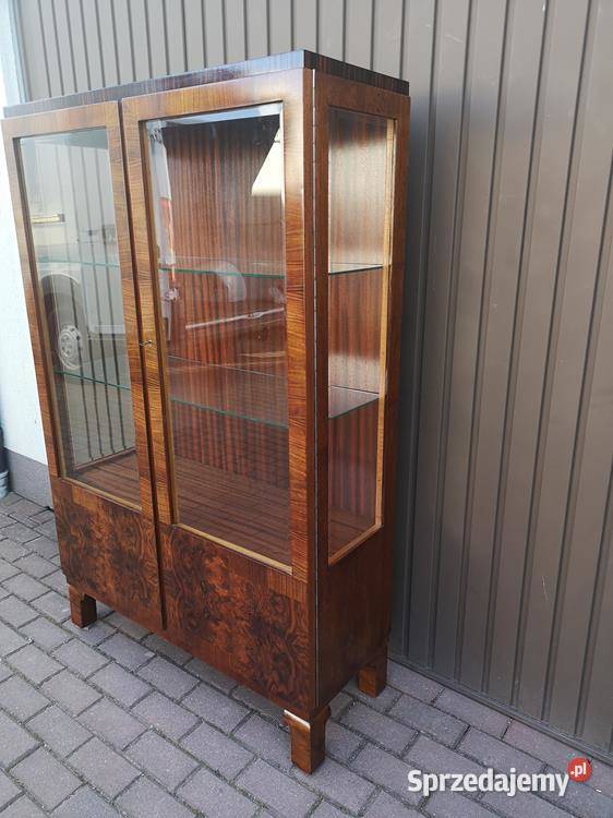 Witryna Biblioteka ARTDECO Orzech Politura Stara Meble Swarzędz