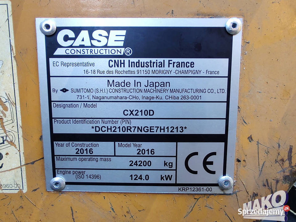 Case CX210D 2016r 11311 mtg CAT Liebherr Hitachi pełny VAT Ostrowiec Świętokrzyski