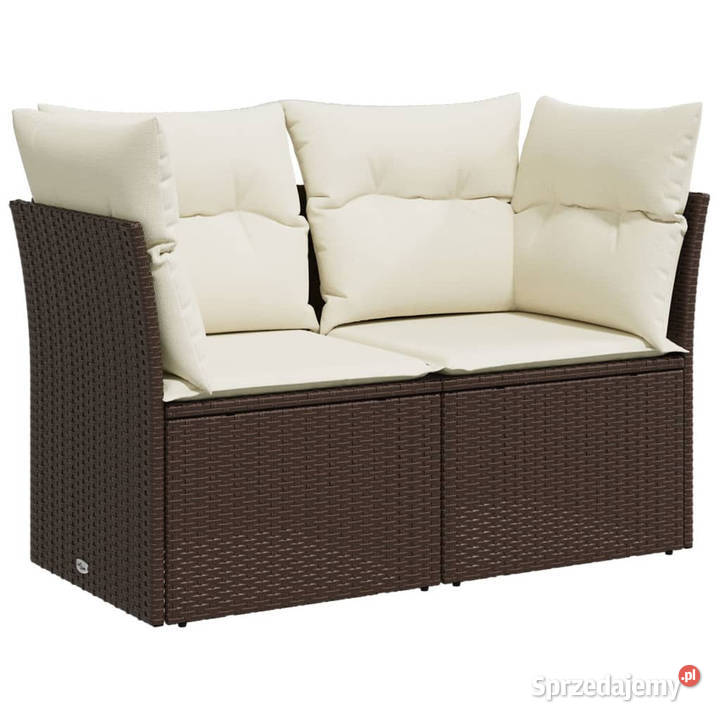 Sofa ogrodowa z poduszkami 2osobowa brązowa