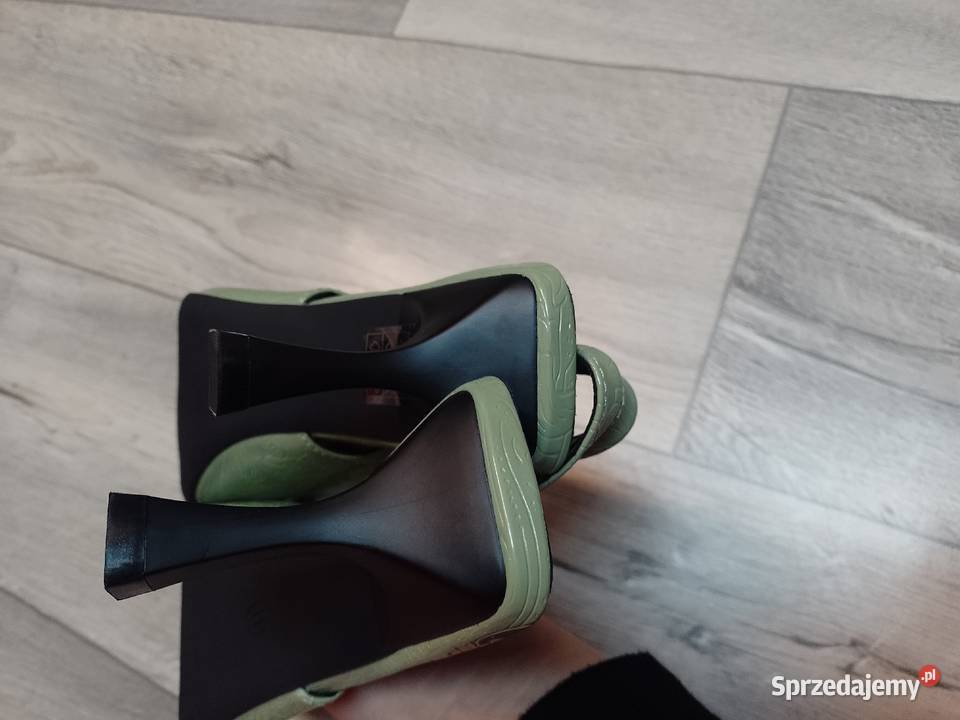 4041 Zielone ołówkowe Czółenka wieczorowe z skóra ekologiczna Kraków