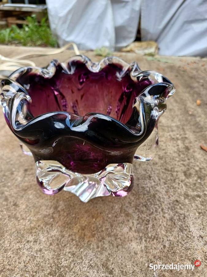 Retro patera z 60 tych lat hutnicze szkło Lubań