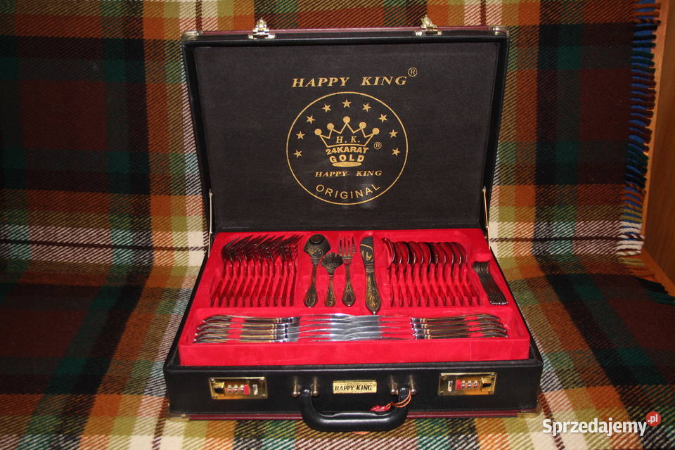 komplet złoconych sztućców