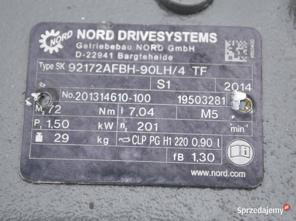 Motoreduktor kątowy 15kw 201obrmin Nord Kargowa