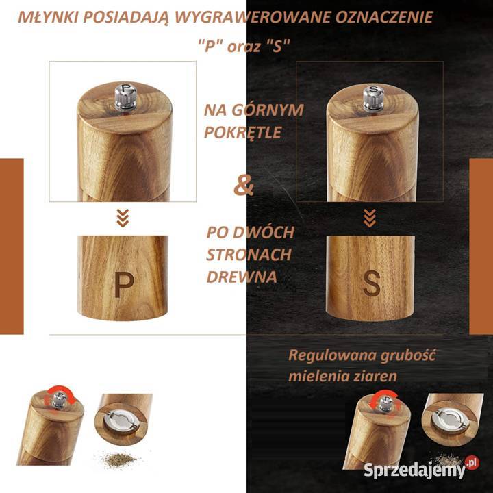2Ręczny drewniany Młynek Do Soli I Pieprzu Młynki i moździerze Zielonka