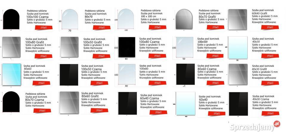 SZYBA PODSTAWA POD KOMINEK SZKŁO 40X30 GRAFIT Skawina