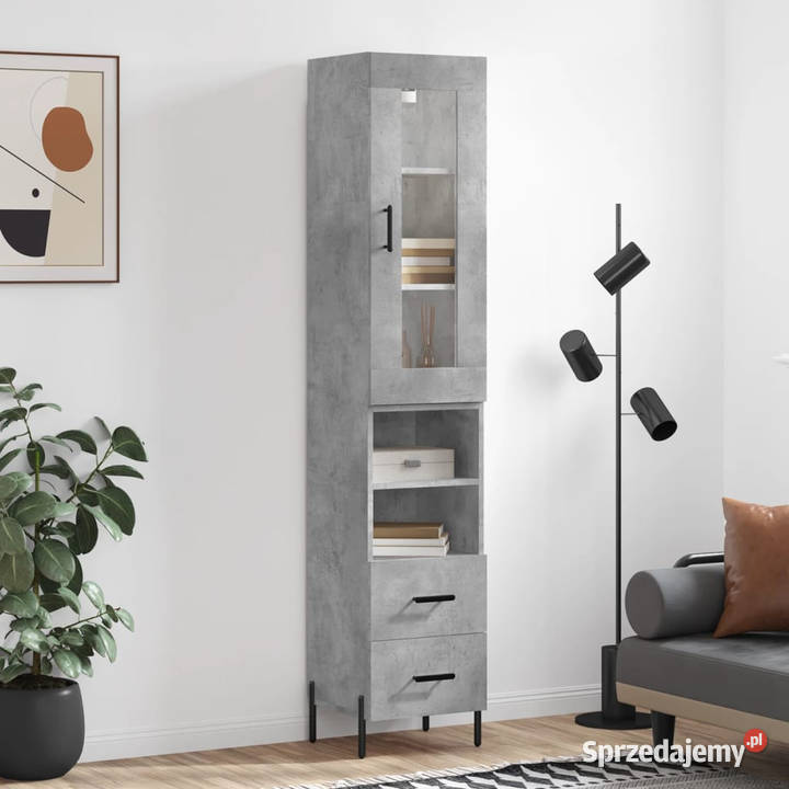 Wysoka szafka szarość betonu 345x34x180 mazowieckie Warszawa