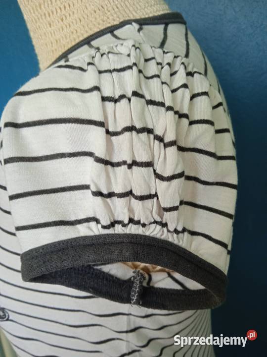 ANGIELSKA BLUZECZKA W SZARE PASKI r 42 Rozmiar 42(XL) Bluzki i koszule Moda i Styl Piła