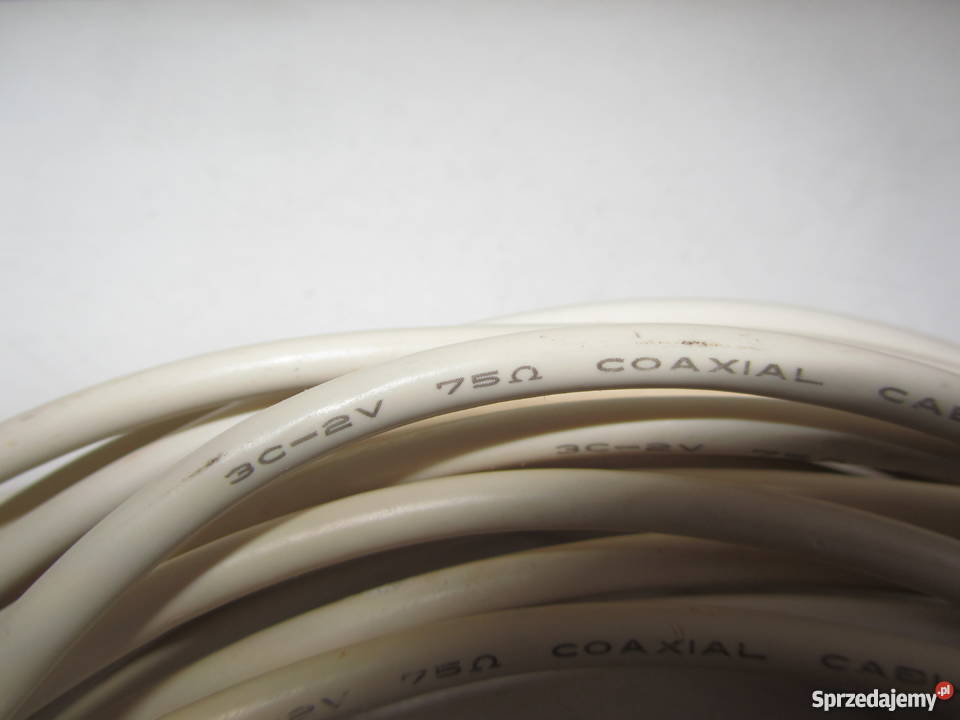Kabel przewód biały antenowy 10m TV MęskiŻeński Olecko
