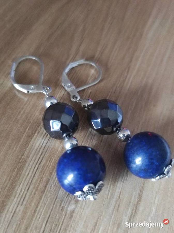 Cudne kolczyki lapis lazuli i hematyt fasetowany zachodniopomorskie Koszalin
