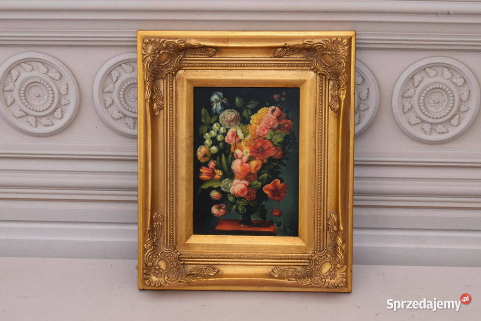 Kwiaty w Wazonie Na Stole Kolorowe Kwiaty Obraz Malarstwo małopolskie Kraków