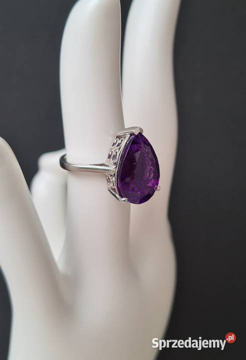 Pierścionek srebro 925 rodowane ametyst mazowieckie Otwock