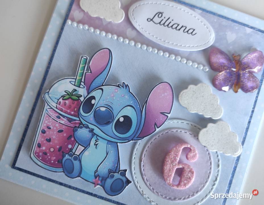 Kartka ręcznie robiona na urodziny Stich 2 Łódź