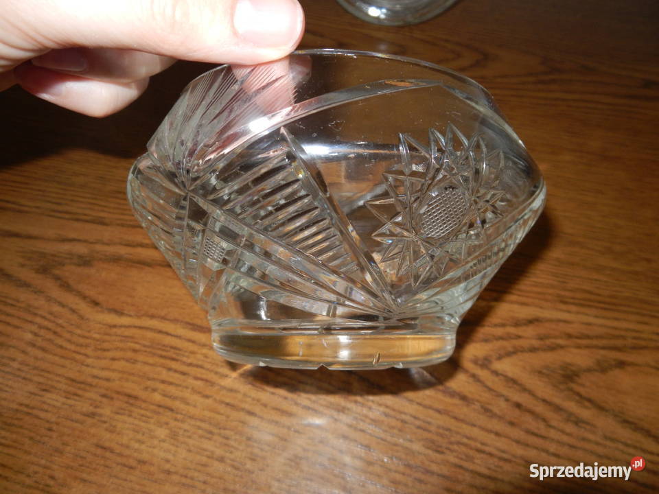 Cukiernica kryształowa zdobiona retro vintage Leżajsk